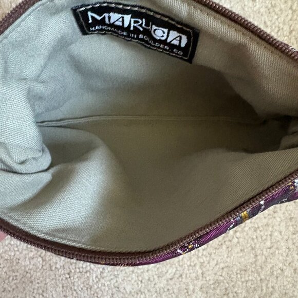 Maruca purple fabric wristlet handmade in Boulder, Colorado, 10.5 x 5.5" - Picture 3 of 5